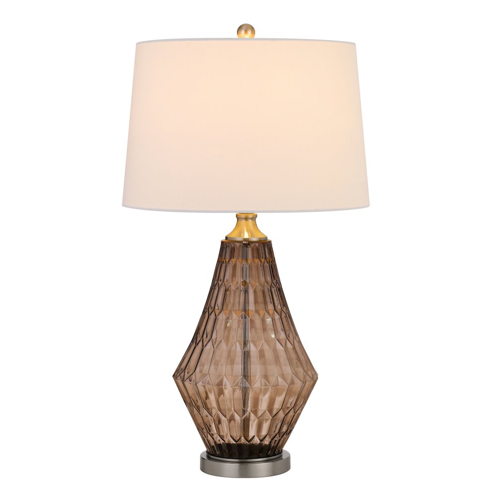 150W 3 way Conover glass table lamp with hardbadk taper drum fabric shade. Picture 2