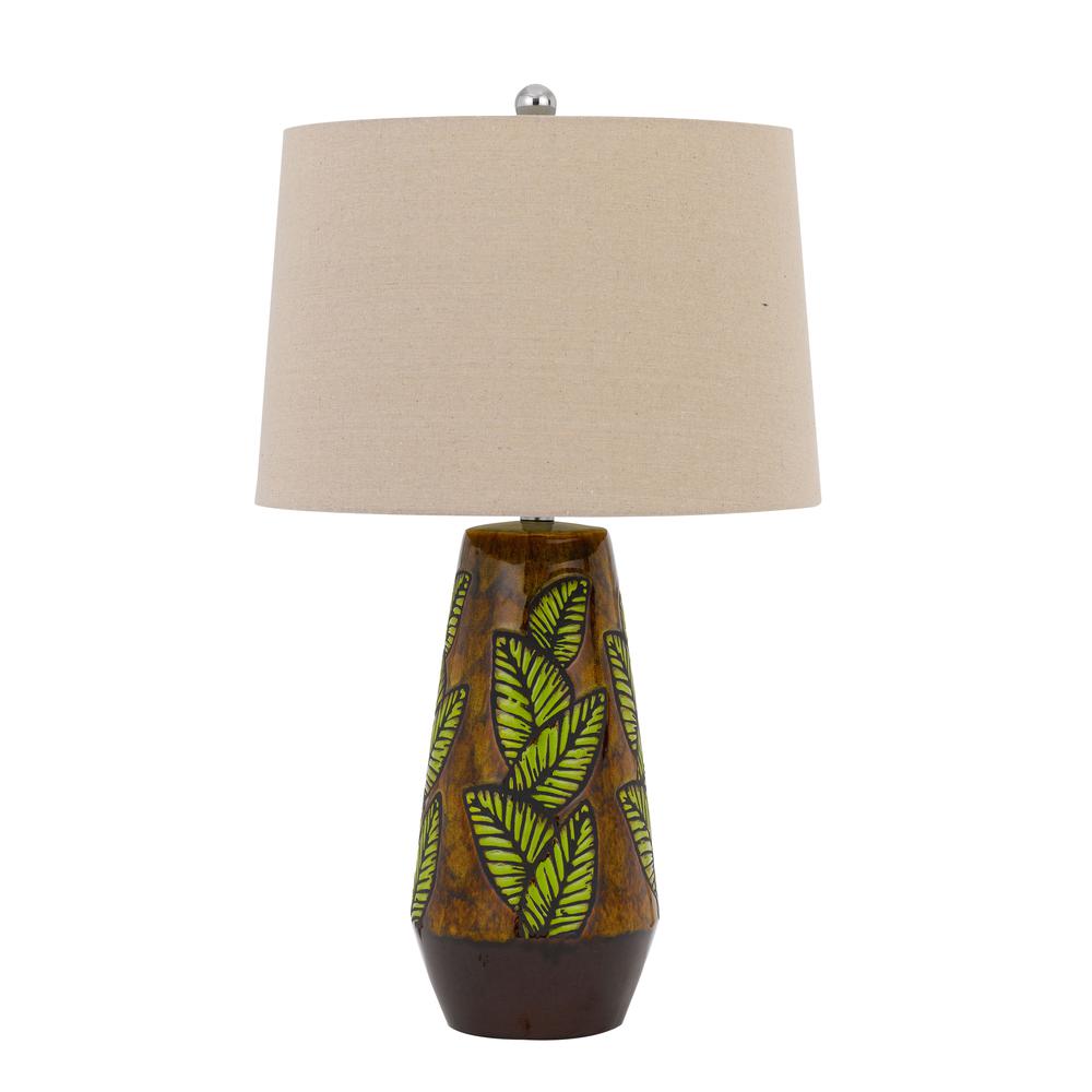 150W 3 way Hanson ceramic table lamp with hardback taper linen drum shade. Picture 1
