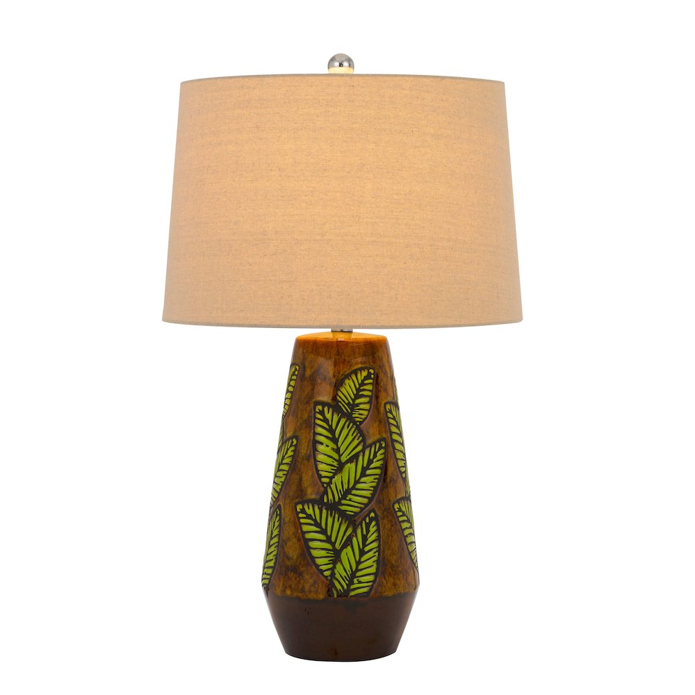 150W 3 way Hanson ceramic table lamp with hardback taper linen drum shade. Picture 3