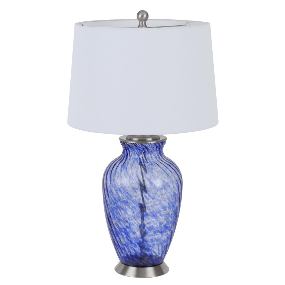 150W 3 Way Ashland Glass Table Lamp With Hardback Taper Drum Fabric Shade. Picture 5