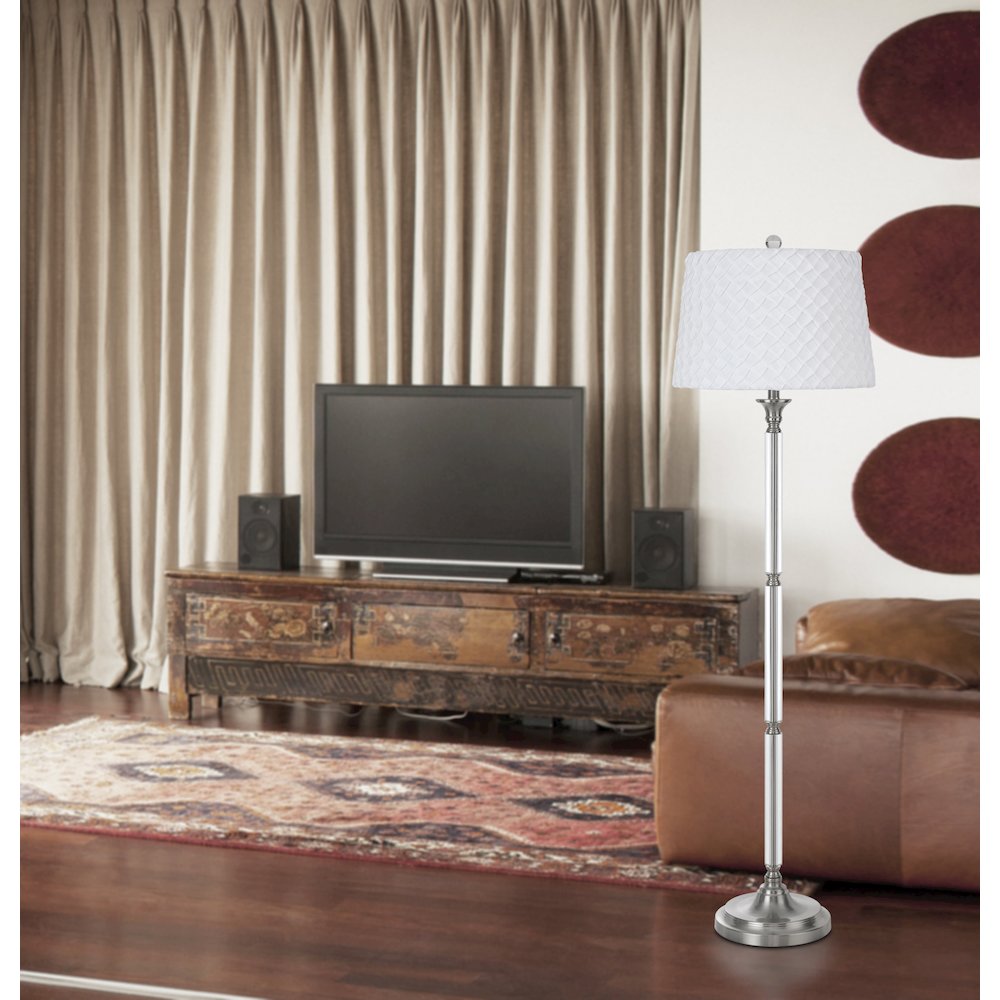 150W 3 Way Ruston Crystal/Metal Floor Lamp With Pleated Hardback Shade. Picture 2