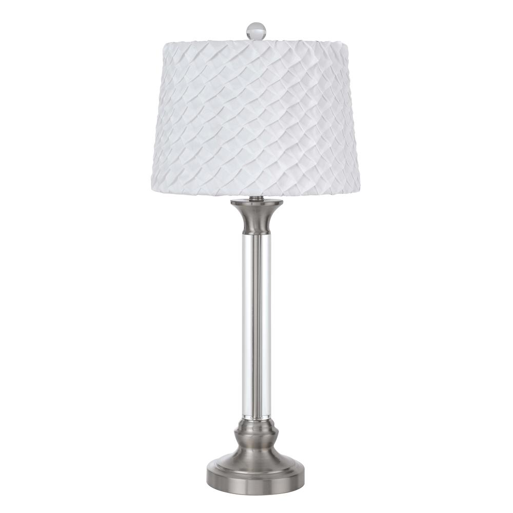 150W 3 Way Ruston Crystal/Metal Table Lamp With Pleated Hardback Shade. Picture 1