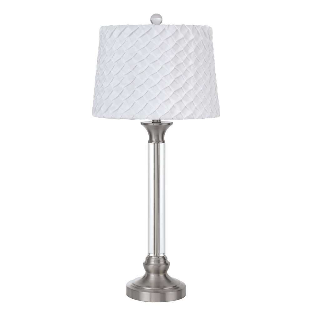 150W 3 Way Ruston Crystal/Metal Table Lamp With Pleated Hardback Shade. Picture 1