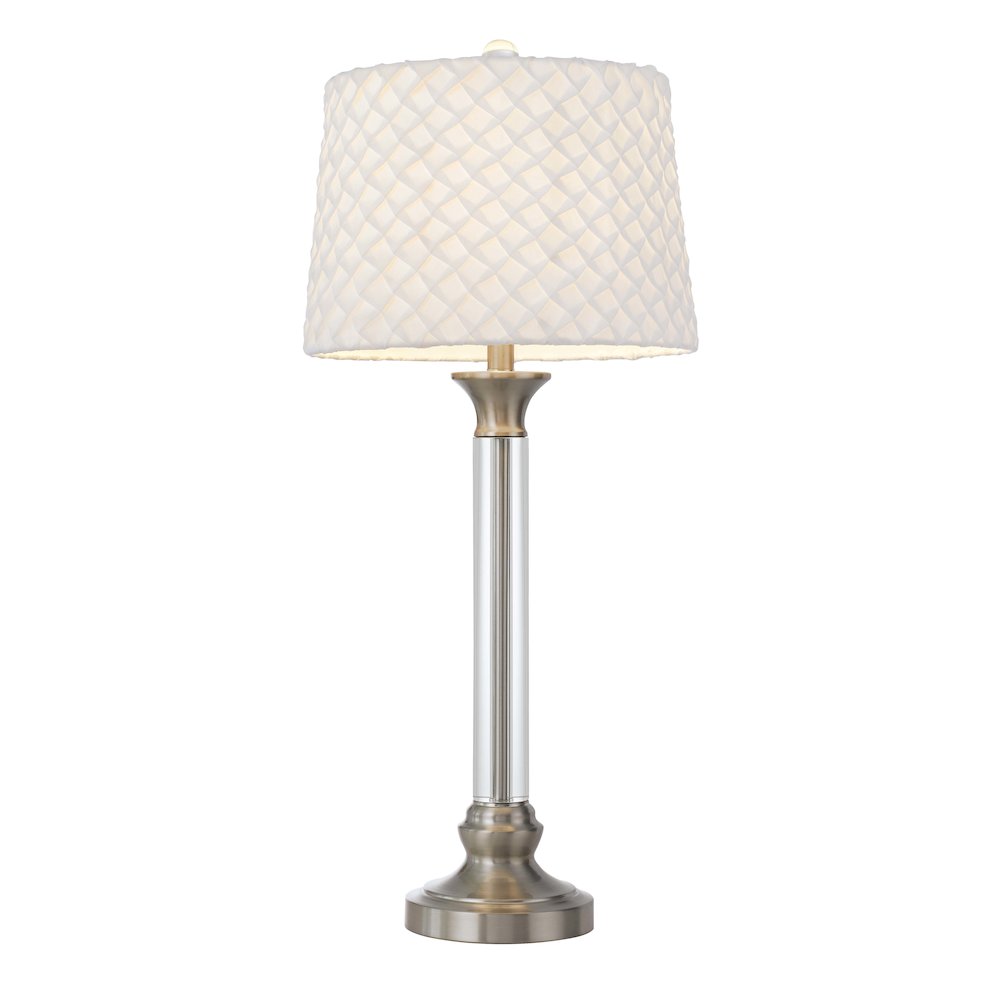 150W 3 Way Ruston Crystal/Metal Table Lamp With Pleated Hardback Shade. Picture 4