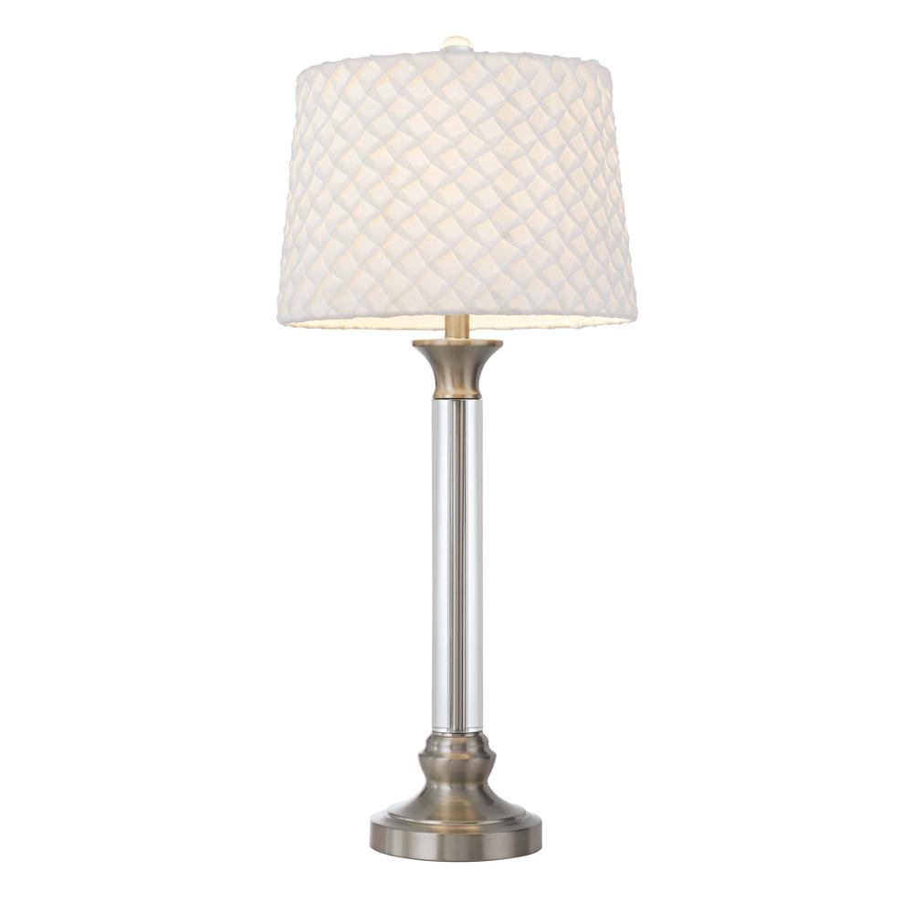 150W 3 Way Ruston Crystal/Metal Table Lamp With Pleated Hardback Shade. Picture 2