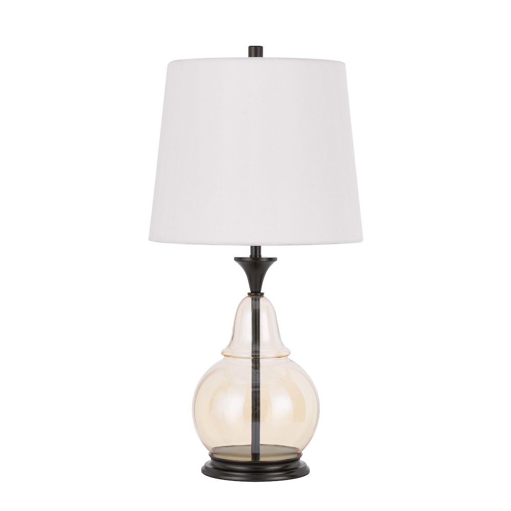 150W 3 Way Kittery Glass Table Lamp With Hardback Fabric Shade. Picture 1