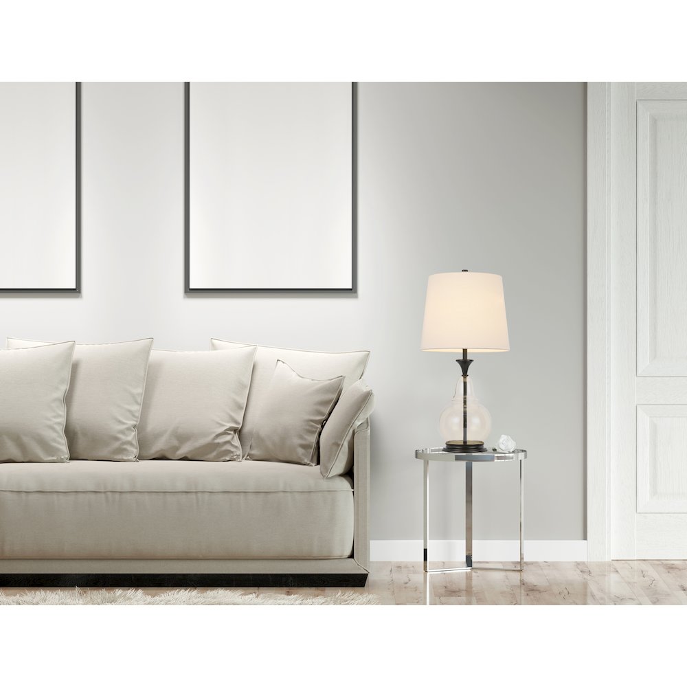 150W 3 Way Kittery Glass Table Lamp With Hardback Fabric Shade. Picture 2