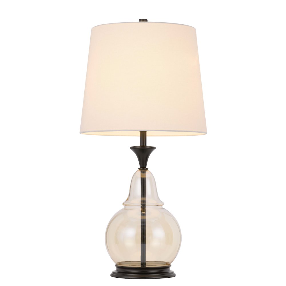 150W 3 Way Kittery Glass Table Lamp With Hardback Fabric Shade. Picture 4