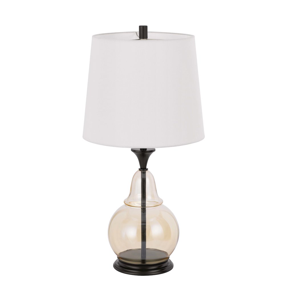 150W 3 Way Kittery Glass Table Lamp With Hardback Fabric Shade. Picture 5