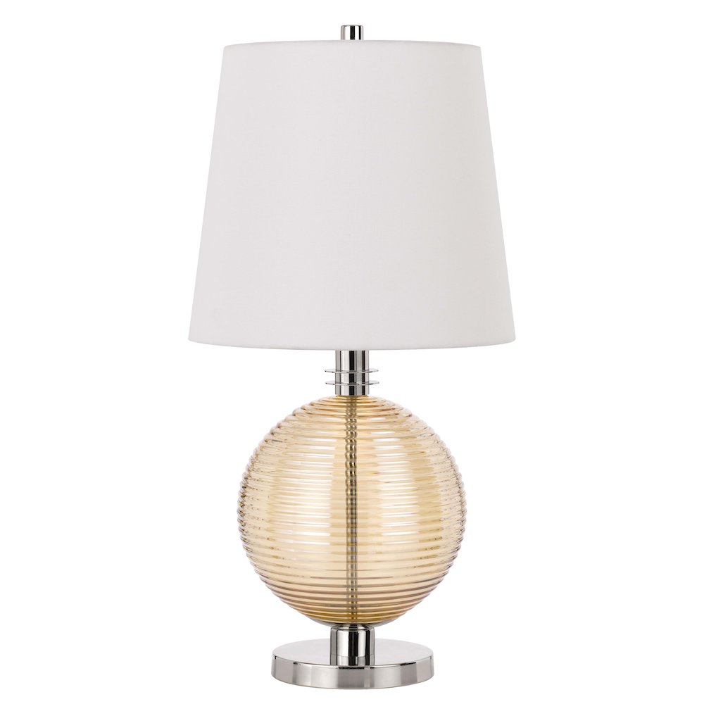 150W 3 Way Salisbury Glass Table Lamp With Hardback Fabric Shade. Picture 1