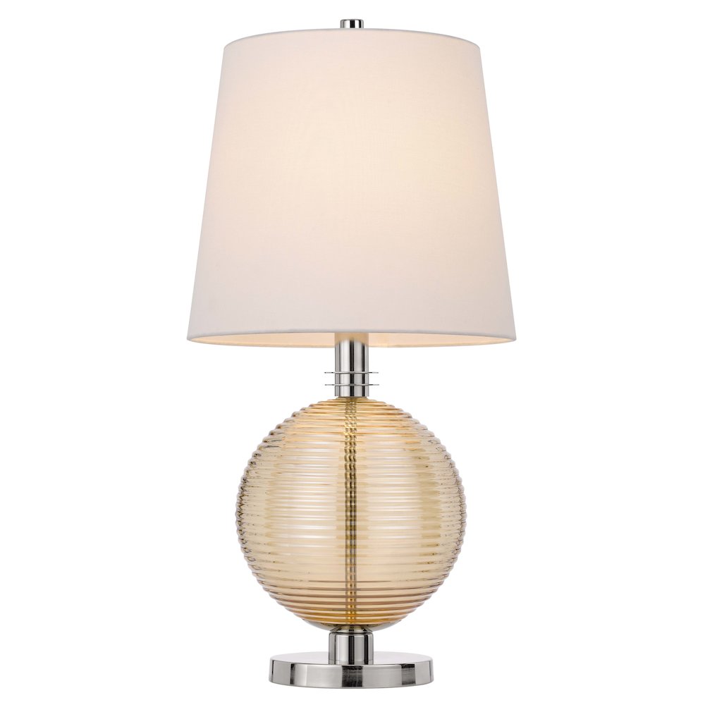 150W 3 Way Salisbury Glass Table Lamp With Hardback Fabric Shade. Picture 2