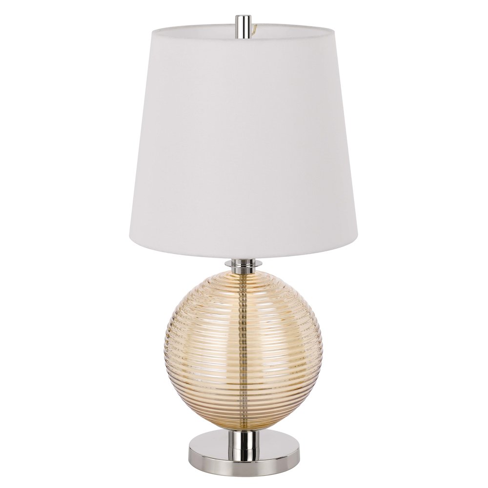 150W 3 Way Salisbury Glass Table Lamp With Hardback Fabric Shade. Picture 5