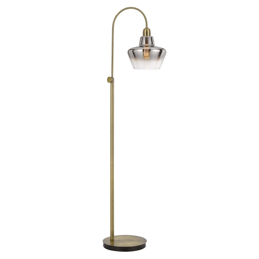 40W Duxbury Metal Arc Floor Lamp With Electoral Plated Smoked Glass Shade. Picture 4