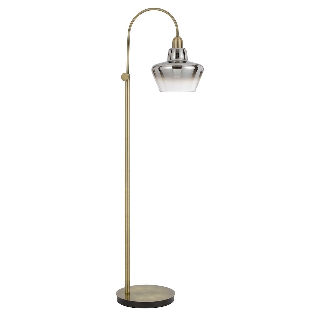 40W Duxbury Metal Arc Floor Lamp With Electoral Plated Smoked Glass Shade. Picture 5