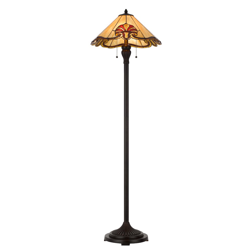60W X 2 Tiffany Table Lamp With Pull Chain Switch With Metal And Resin Lamp Body. Picture 4