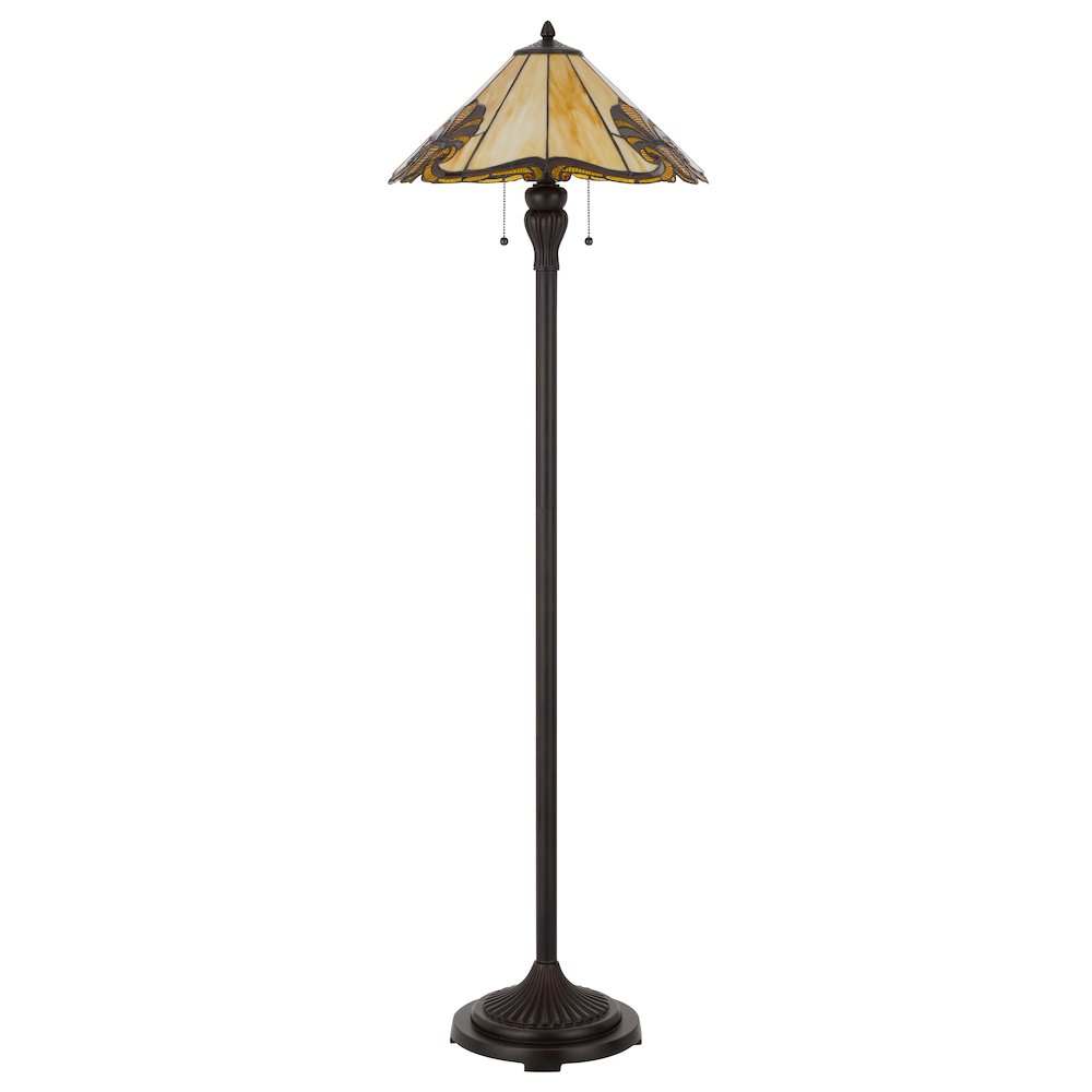 60W X 2 Tiffany Table Lamp With Pull Chain Switch With Metal And Resin Lamp Body. Picture 5