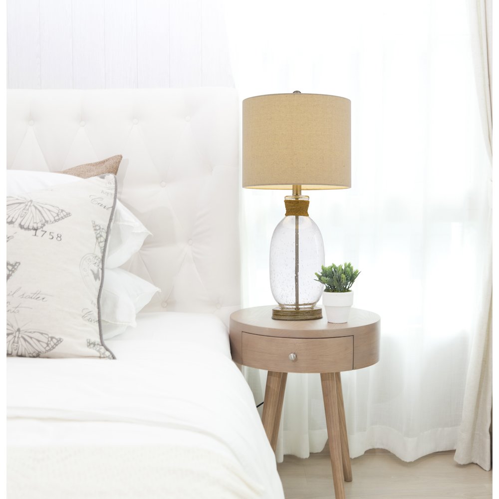 150W 3 Way Seymour Bubbled Glass Table Lamp. Picture 2