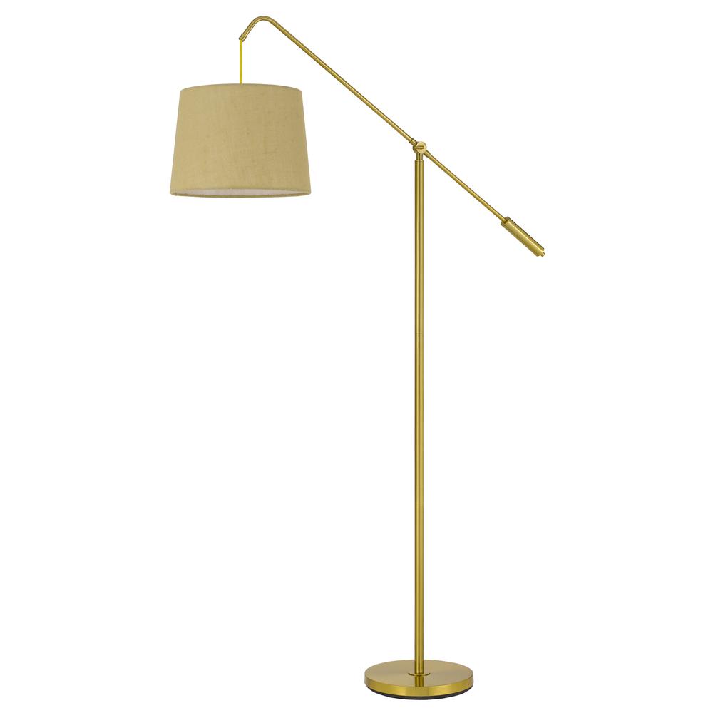 Fishing Rod Adjustable Metal Floor Lamp With Burlap Shade. Picture 1