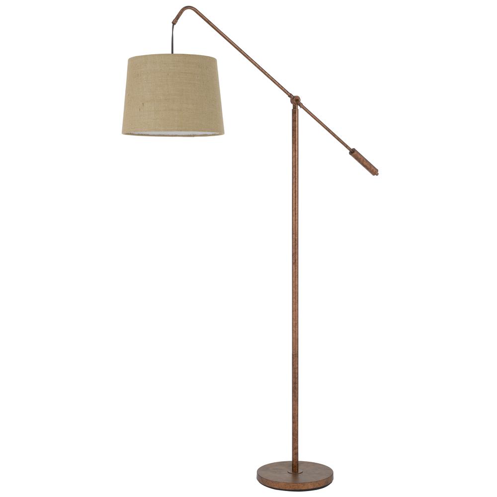 Fishing Rod Adjustable Metal Floor Lamp With Burlap Shade. Picture 1
