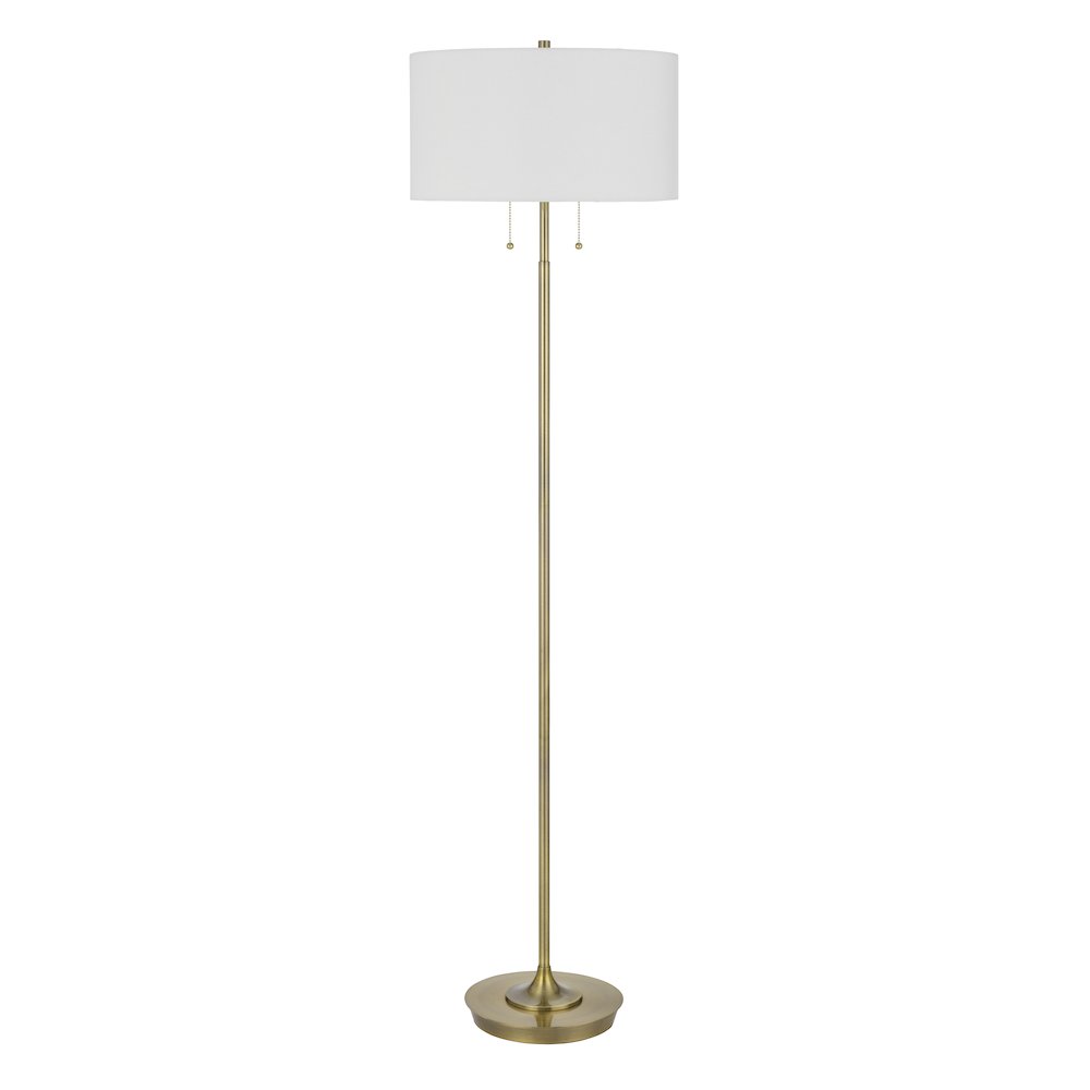 Kendal Metal Floor Lamp With Pull Chain Switch, Drum Fabric Shade. Picture 1