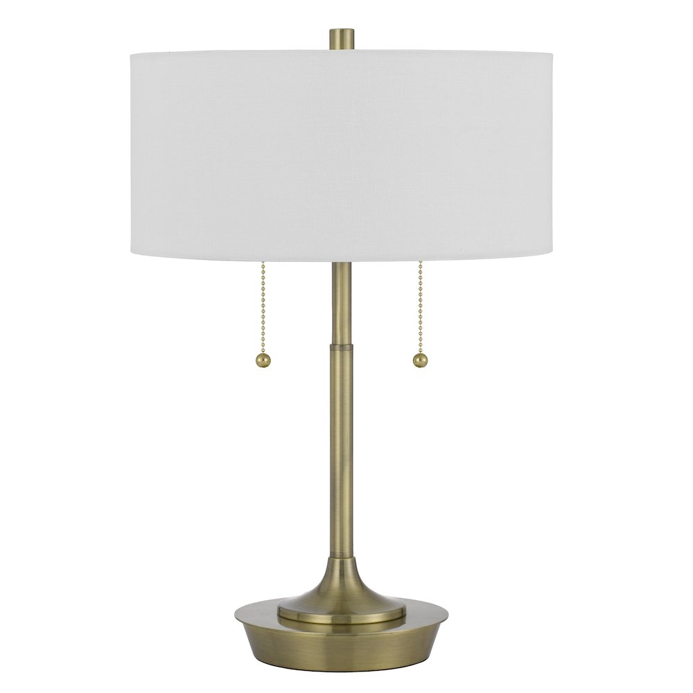 Kendal Metal Table Lamp With Pull Chain Switch, Drum Fabric Shade. Picture 1