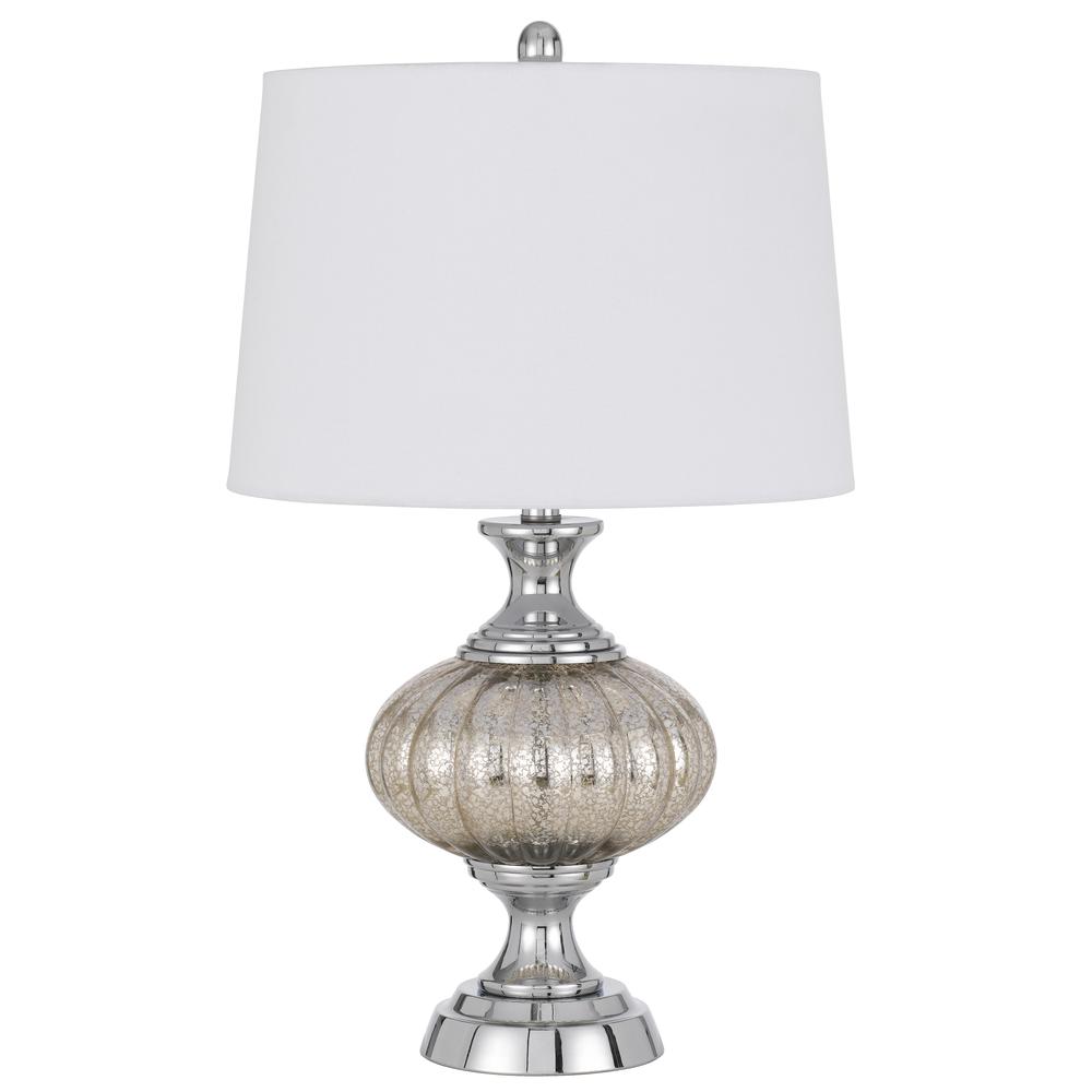 Ossona Metal/Glass Table Lamp With Hardback Taper Drum Shade. Picture 1
