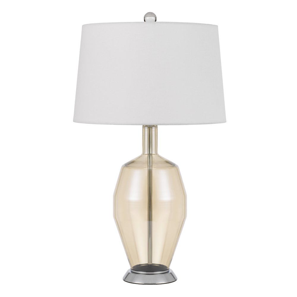 Carpiano Glass Table Lamp With Hardback Taper Drum Shade. Picture 1
