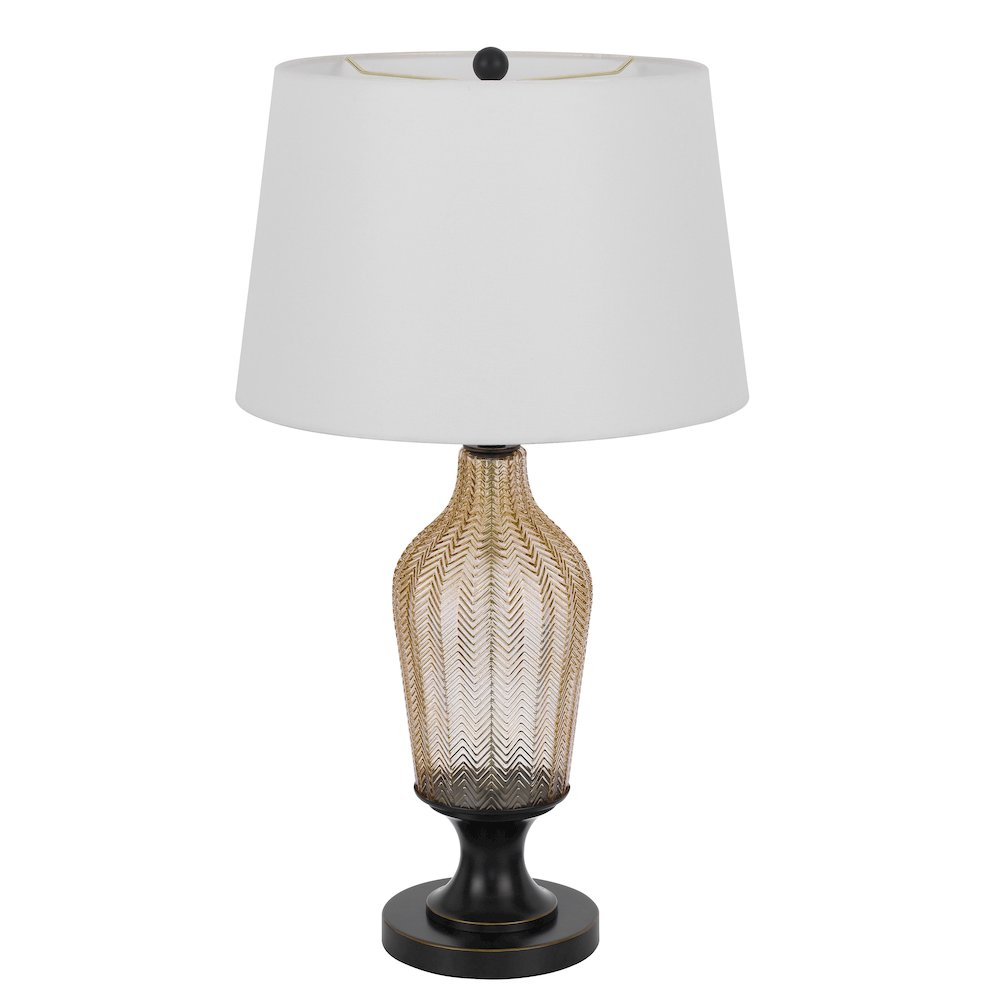 150W 3 Way Fluted Column Glass Table Lamp With Metal Base. Picture 1