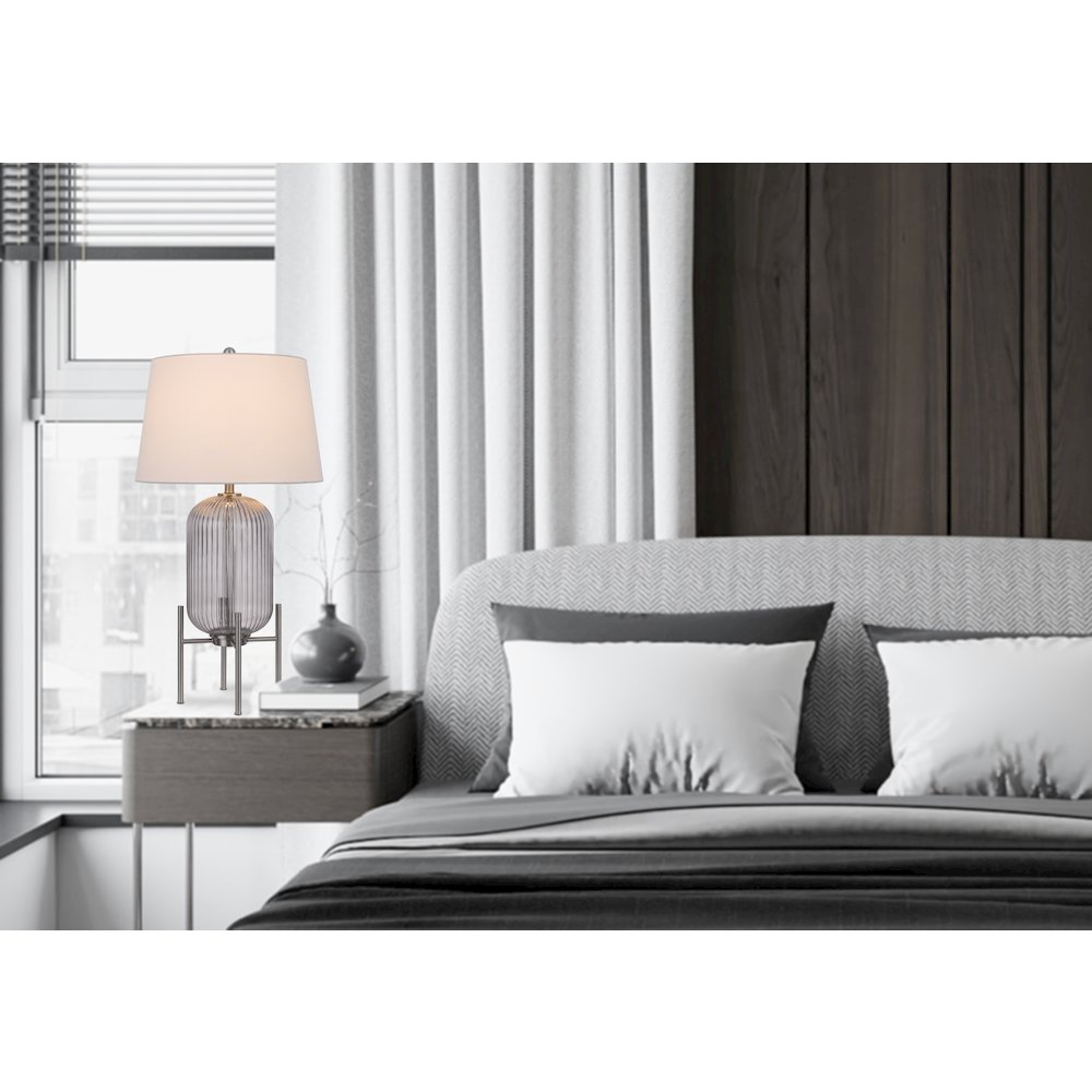 150W 3 Way Belleville Fluted Glass Table Lamp. Picture 5