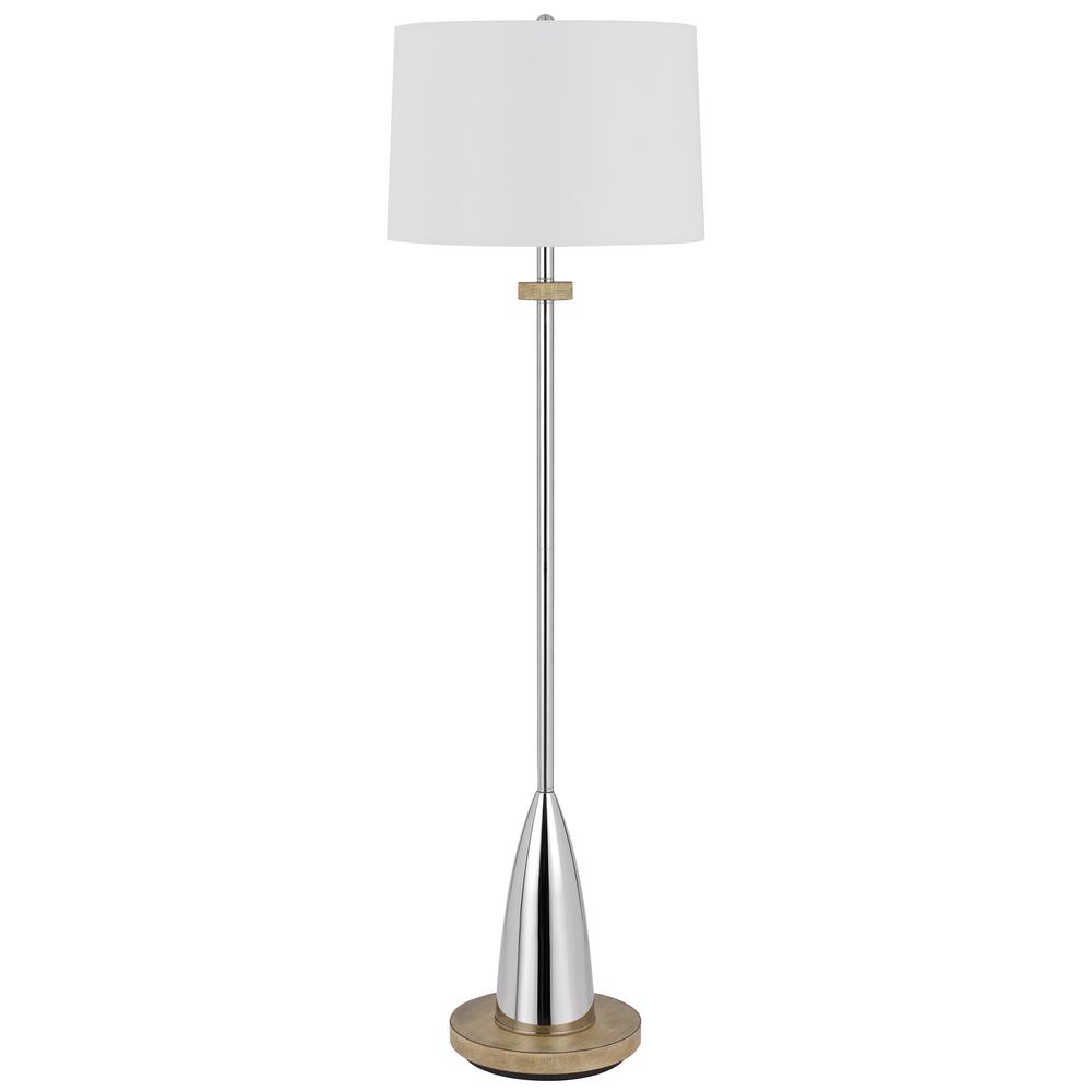 150W 3 Way Lockport Metal Floor Lamp With Rubber Wood Base. Picture 1