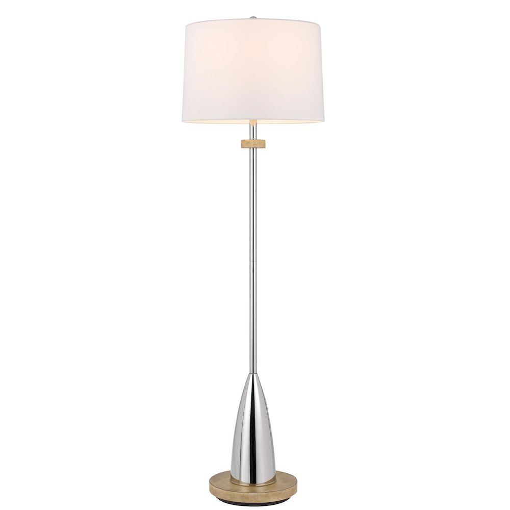 150W 3 Way Lockport Metal Floor Lamp With Rubber Wood Base. Picture 1