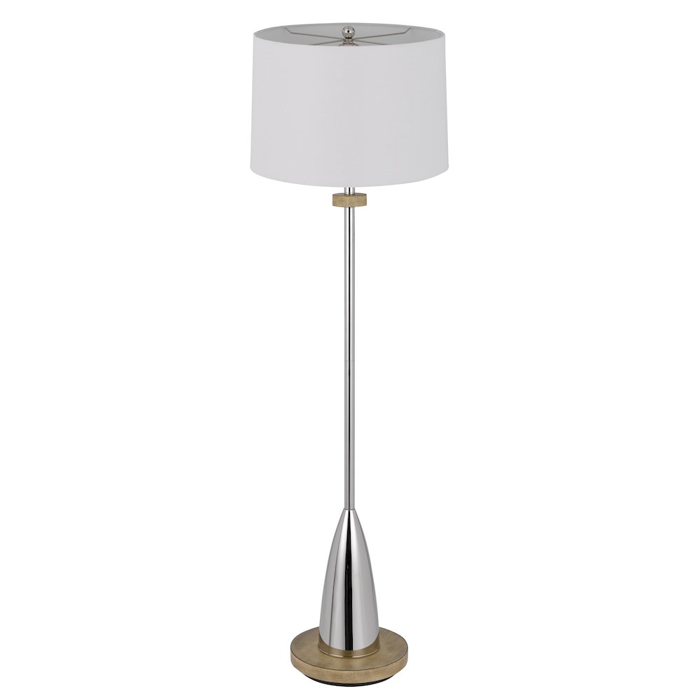 150W 3 Way Lockport Metal Floor Lamp With Rubber Wood Base. Picture 3