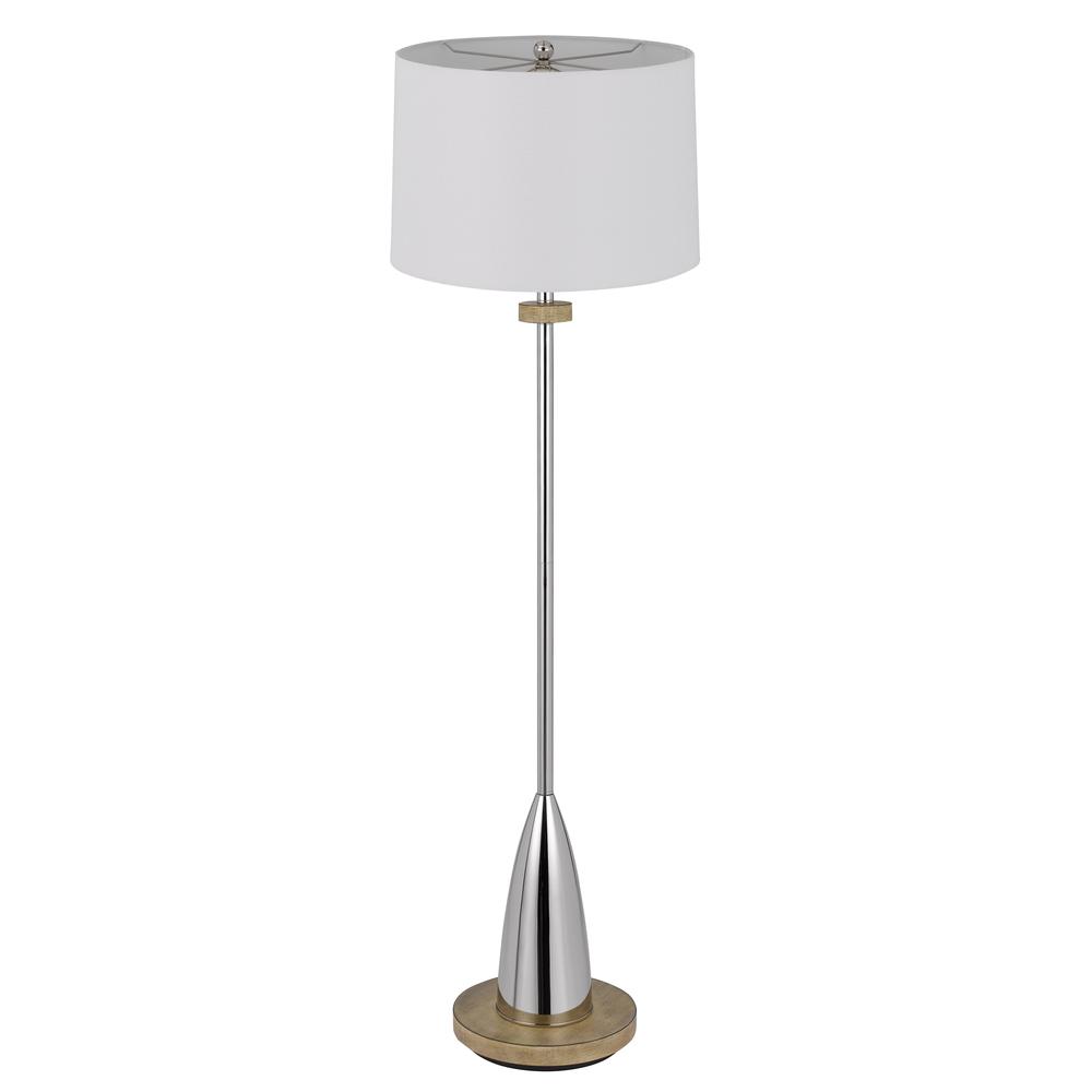 150W 3 Way Lockport Metal Floor Lamp With Rubber Wood Base. Picture 2