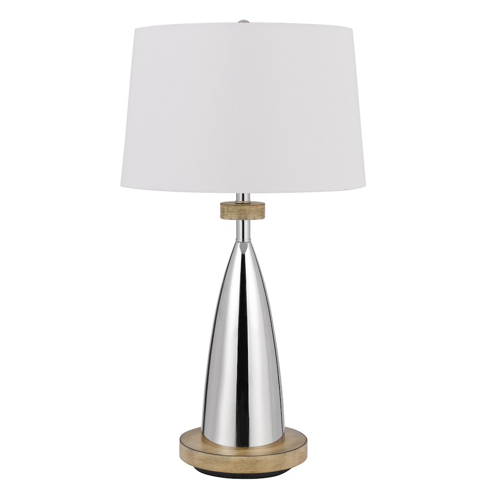 150W 3 Way Lockport Metal Table Lamp With Faux Wood Finish. Picture 6