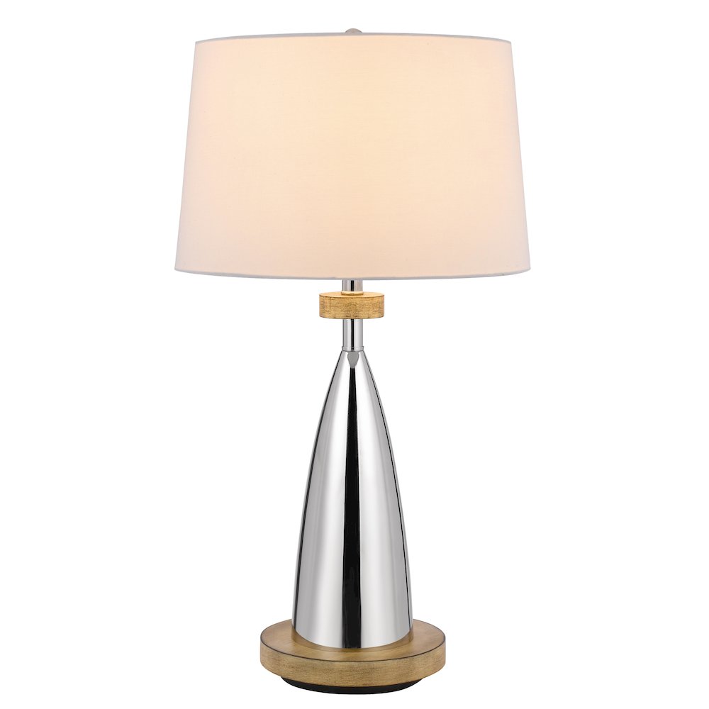 150W 3 Way Lockport Metal Table Lamp With Faux Wood Finish. Picture 4