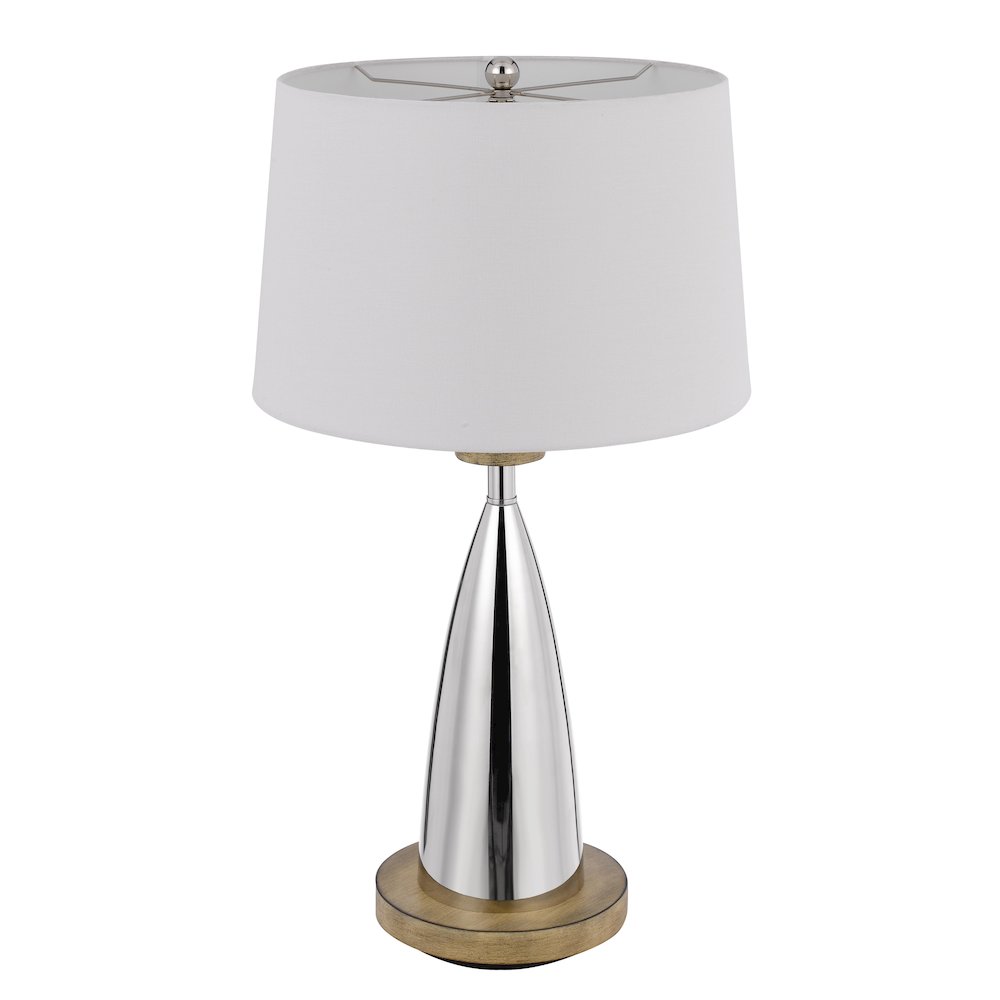 150W 3 Way Lockport Metal Table Lamp With Faux Wood Finish. Picture 5