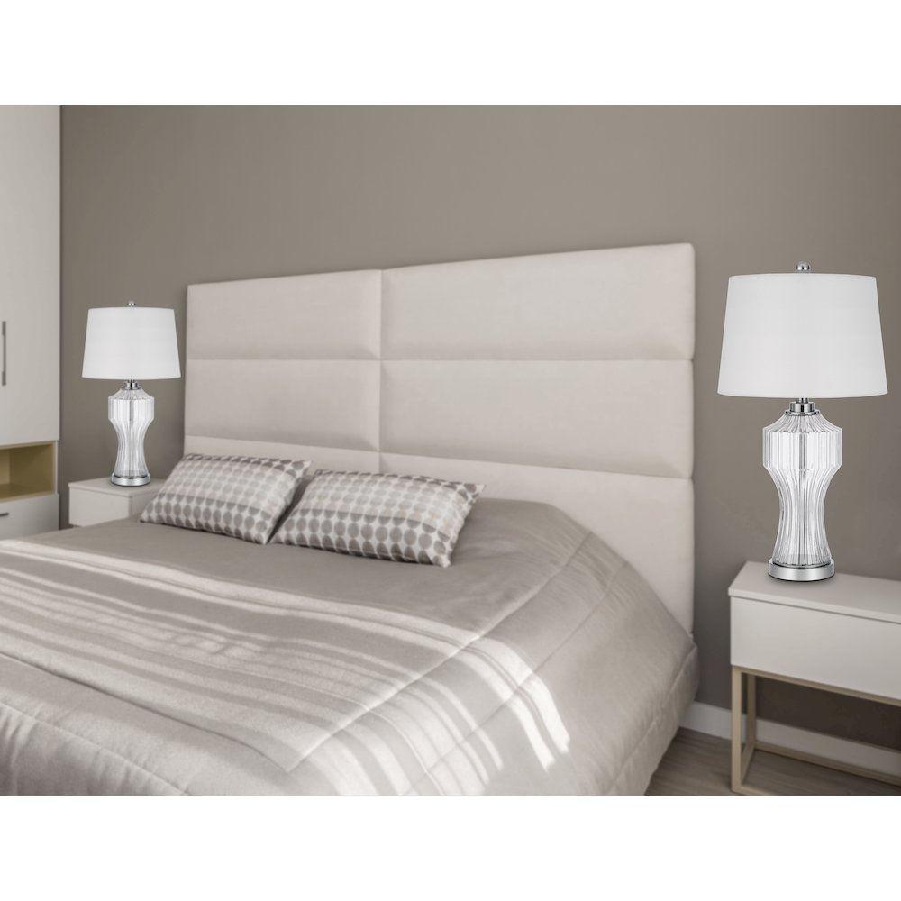 100W 3 Way Reston Column Glass Table Lamp. Picture 3