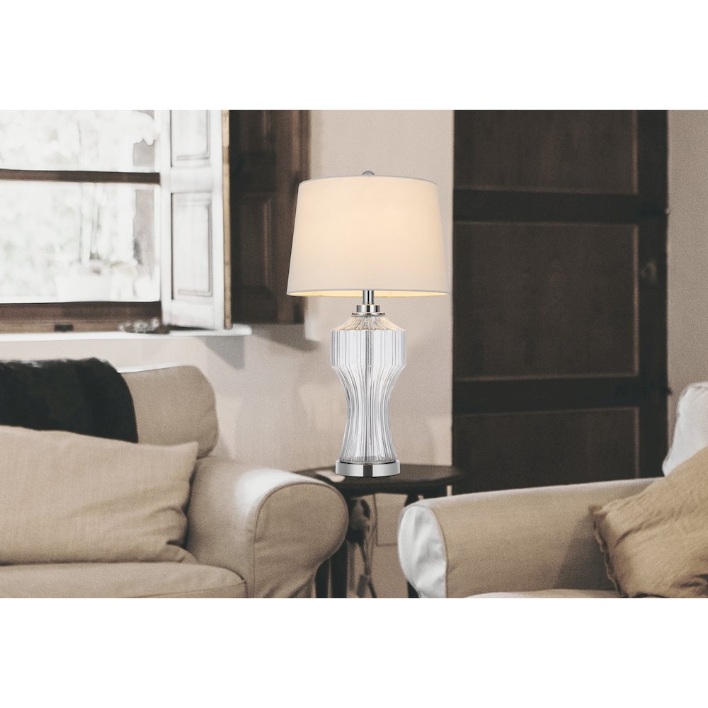 100W 3 Way Reston Column Glass Table Lamp. Picture 4