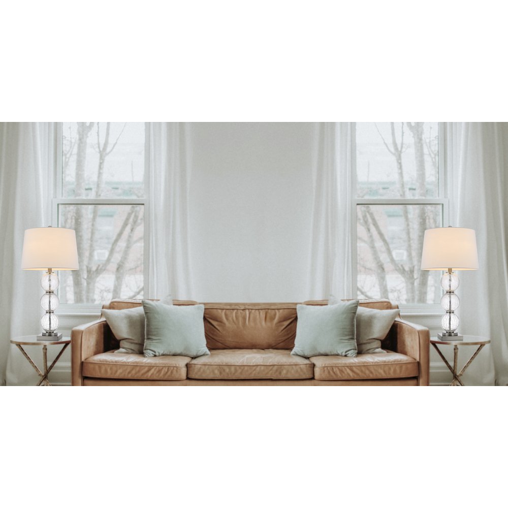 150W 3 Way Crosset Crackle Glass Table Lamp. Priced And Sold As Pairs. Picture 4