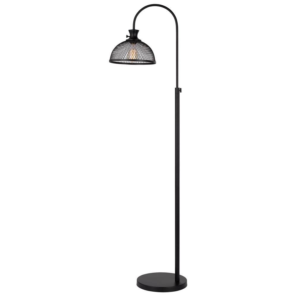 60W Lewiston Metal Downbridge Adjustable Floor Lamp With Mesh Shade. Picture 2