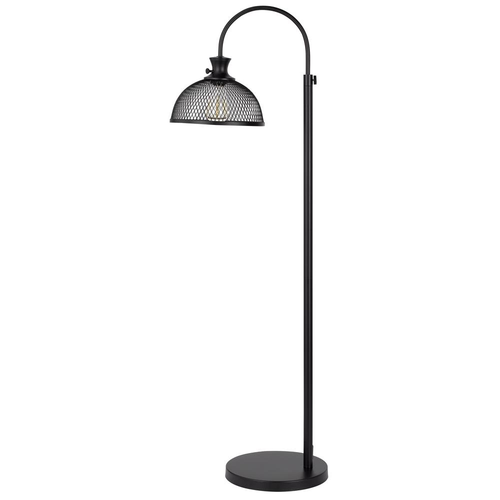 60W Lewiston Metal Downbridge Adjustable Floor Lamp With Mesh Shade. Picture 3