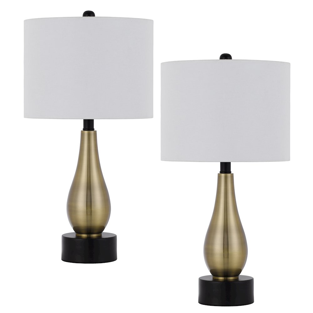100W Ashland Metal Table Lamp With Hardback Drum Fabric Shade (Sold As Pairs). Picture 1