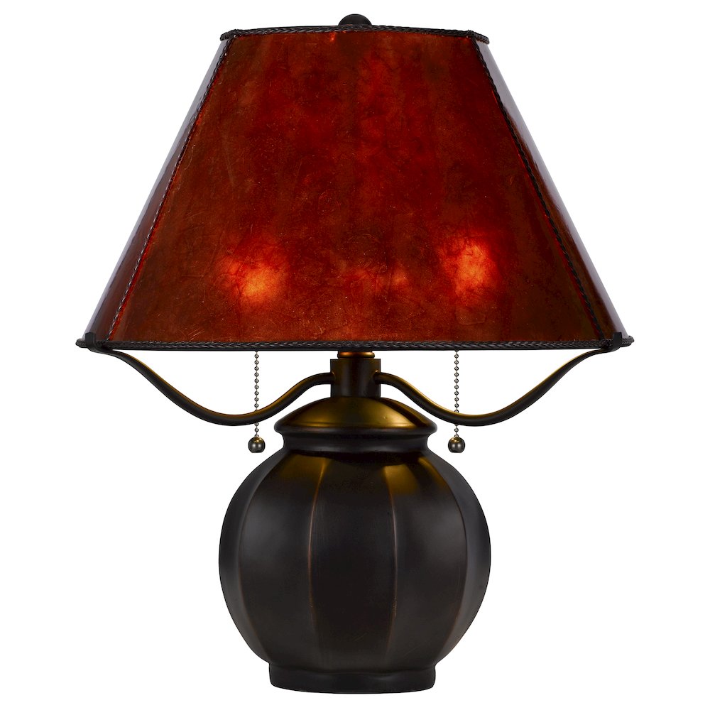 60W X 2 Indio Metal/Resin Mica Table Lamp With Pull Chain Switch. Picture 1