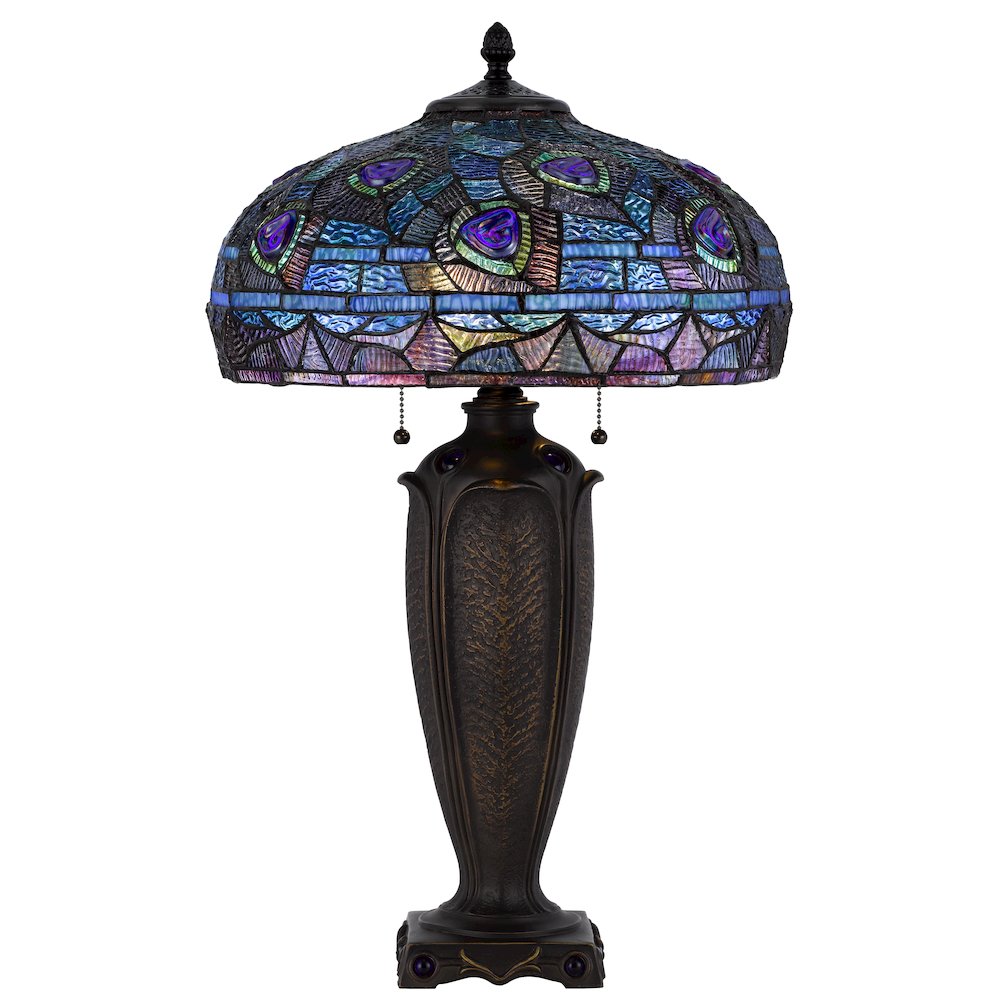 60W X 2 Metal/Resin Tiffany Table Lamp With Pull Chain Switches. Picture 1