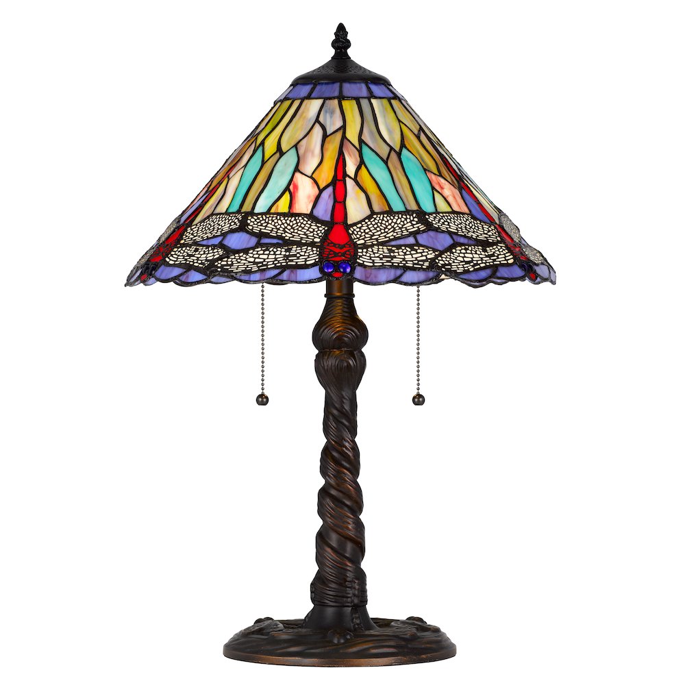 60W X 2 Metal/Resin Tiffany Table Lamp With Pull Chain Switches. Picture 1