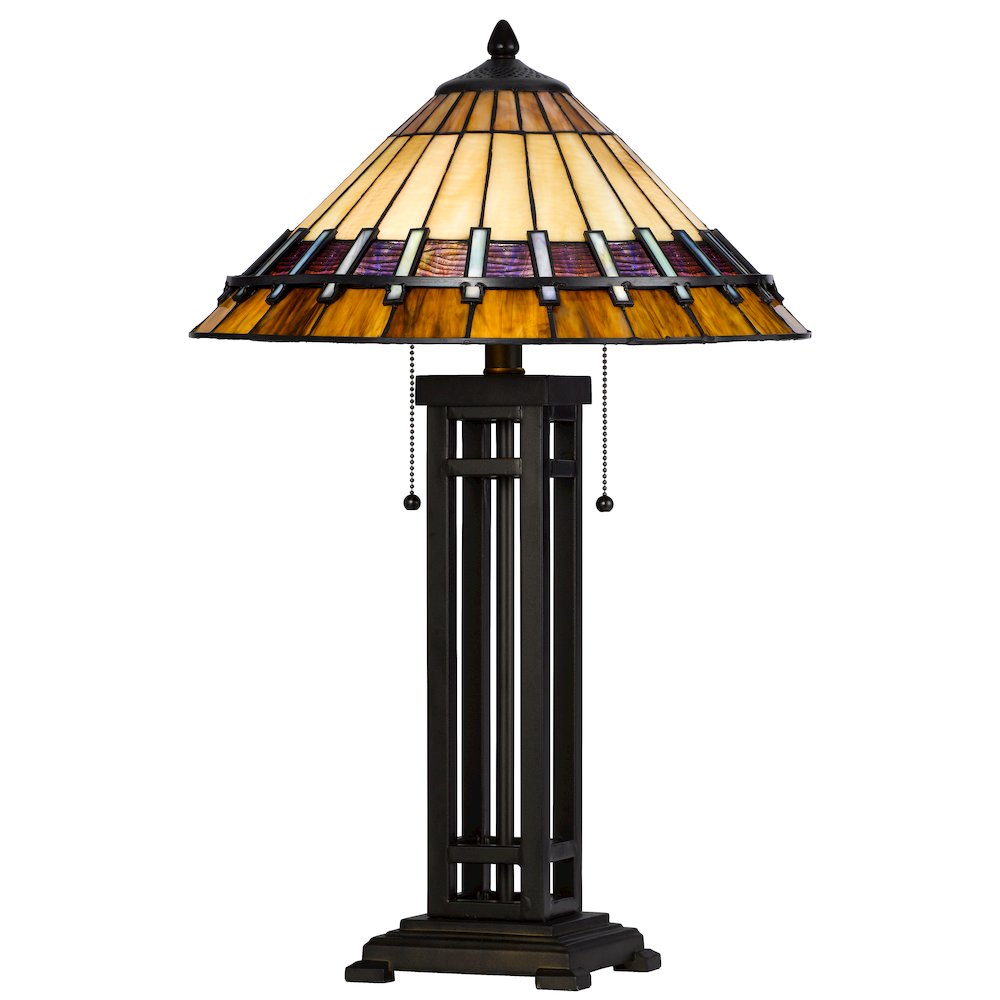 60W X 2 Metal/Resin Tiffany Table Lamp With Pull Chain Switches. Picture 1