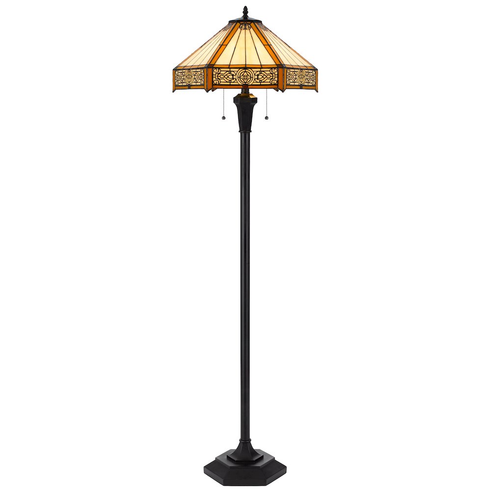 60W X 2 Metal/Resin Tiffany Table Lamp With Pull Chain Switches. Picture 1