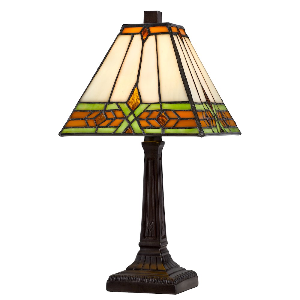 40W Metal/Resin Tiffany Accent Lamp With Inline Switch. Picture 1