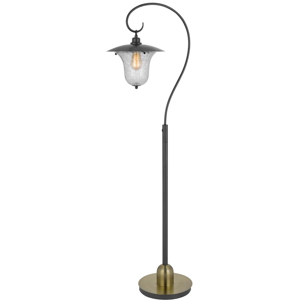 60W Walcott Downbridge Lantern Metal Floor Lamp With Bubbled Glass Shade. Picture 2