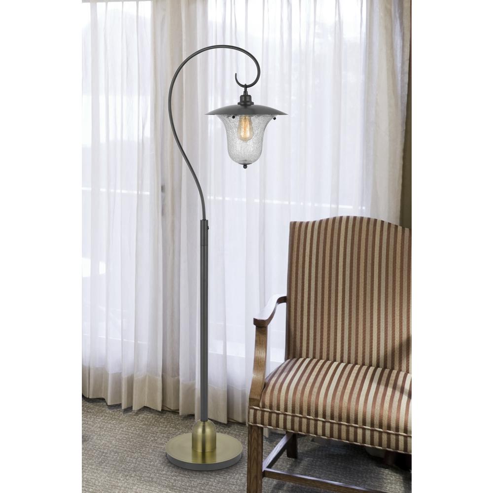 60W Walcott Downbridge Lantern Metal Floor Lamp With Bubbled Glass Shade. Picture 4